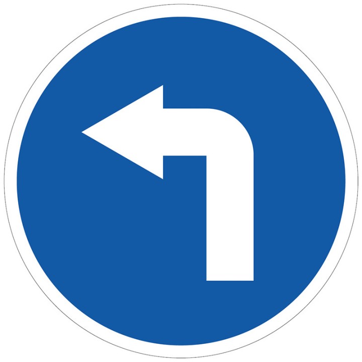 Mandatory left turn sign