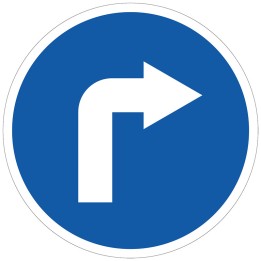 Mandatory right turn sign