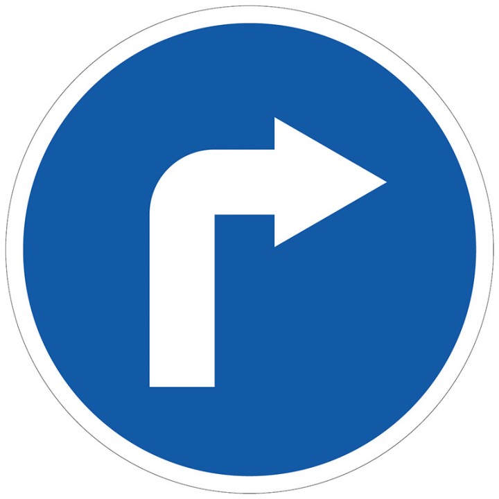 Mandatory right turn sign