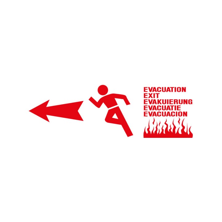 Fire evacuation direction retro-reflective