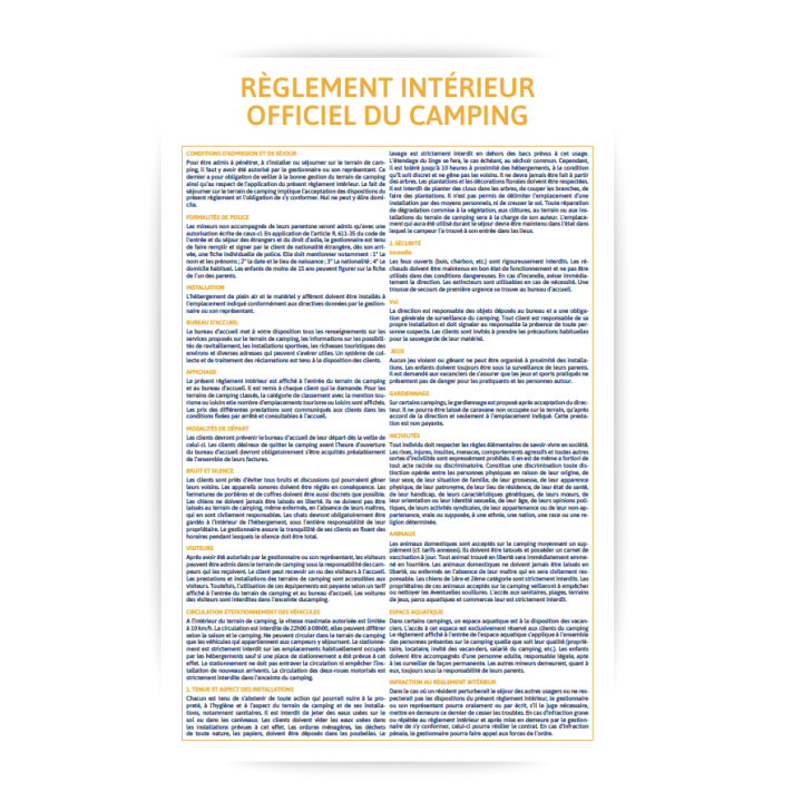 Règlement intérieur officiel