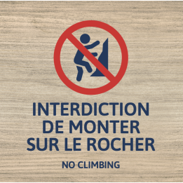 Panneau interdiction de monter sur un rocher