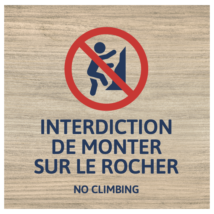 Panneau Interdiction de monter sur les rochers