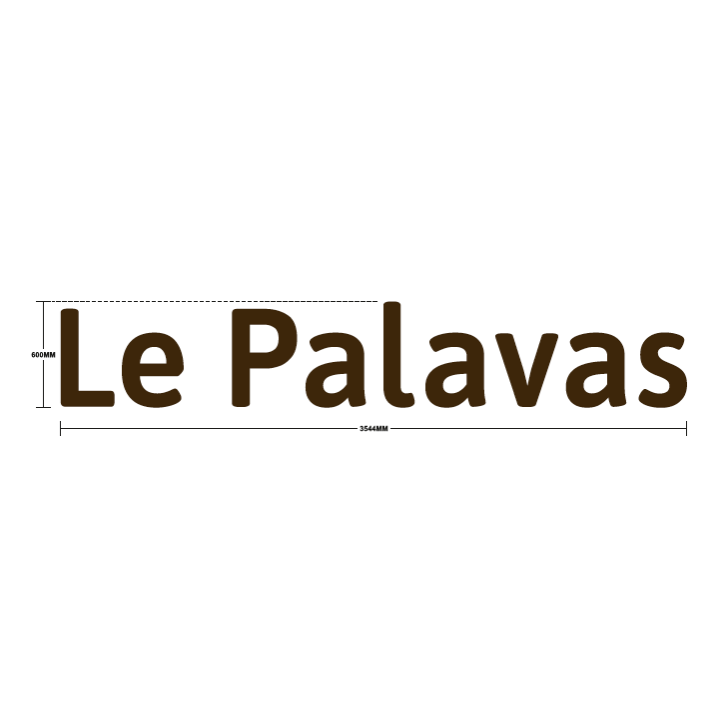 Nombre del camping en letras recortadas